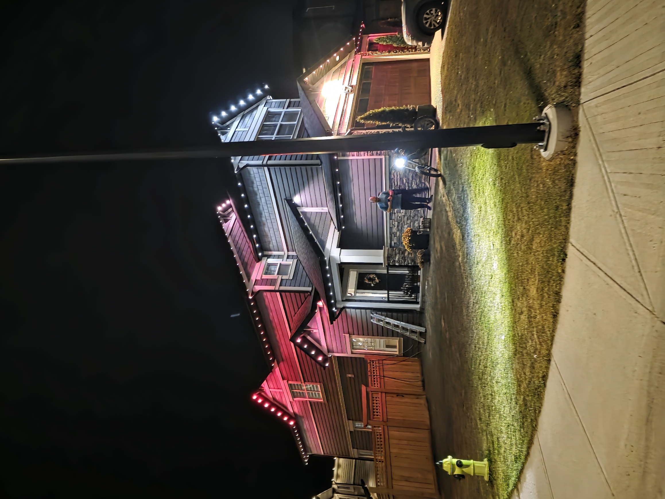 Craftsman home split red on the left and cool white on the right