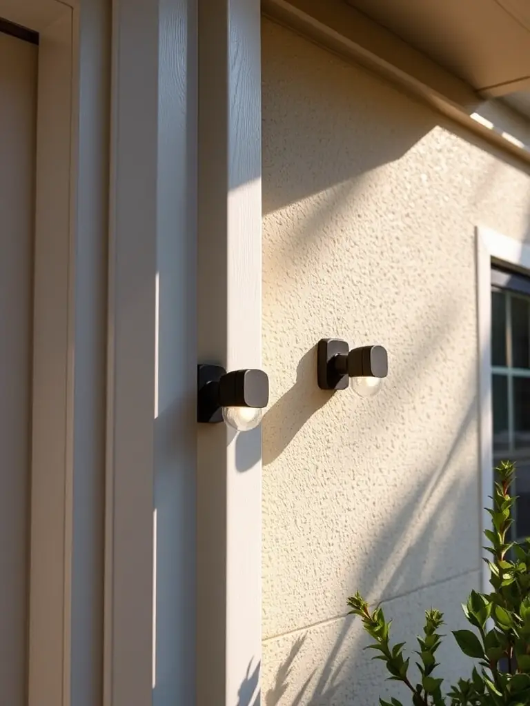 A detailed image of color-matched clips securing Govee Outdoor PRO lights to a home's exterior, blending perfectly with the existing paint and trim.